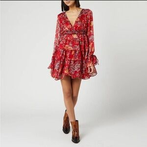 Floral Red Dress